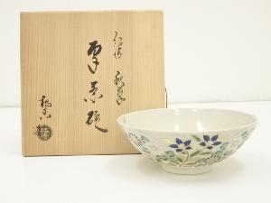京焼　加藤松香造　仁清秋草茶碗（共箱）
